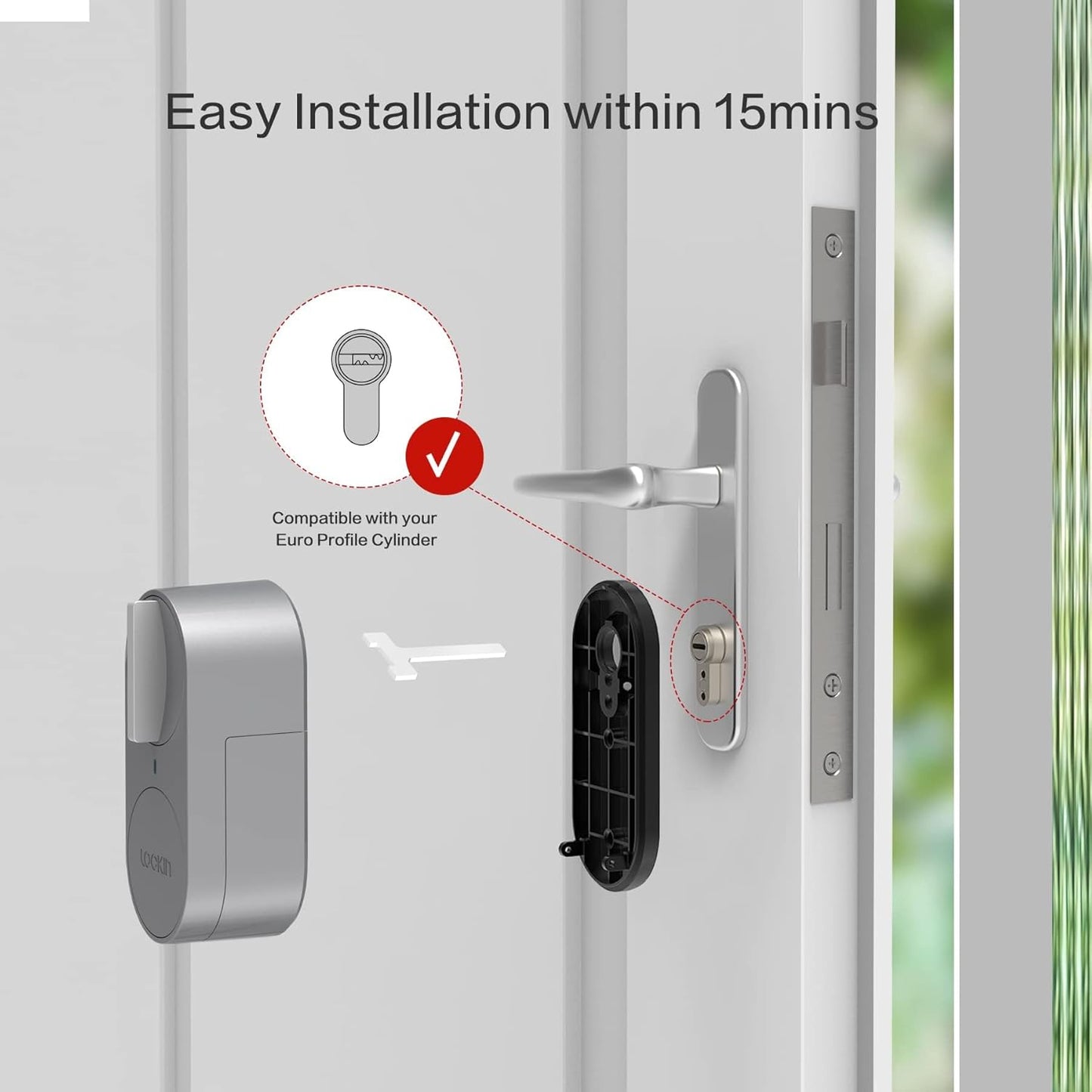 Lockin Smartes Türschloss G30 mit Keypad Pro, WLAN & App-Steuerung, Auto-Lock, Alexa- & Google-kompatibel, keyless Entry elektronisches türschloss, Fingerprint, Zutrittscode, Grau