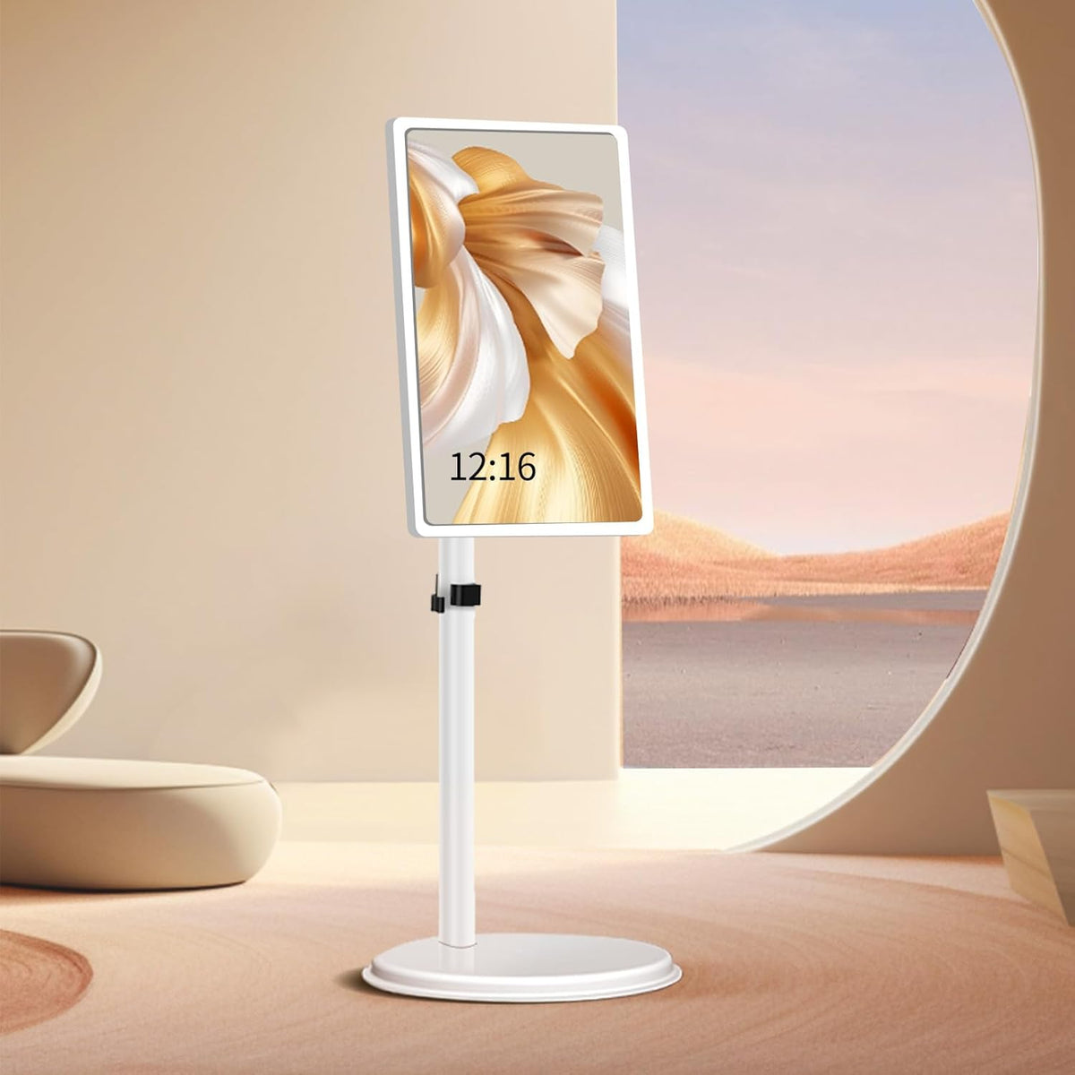 Witte mobiele tv-standaard op wielen voor 24-43 inch plasma/LCD/led-tv-vloerstandaard, 360 graden draaibaar, televisiestandaard in hoogte verstelbaar, max. 30 kg, geschikt voor woonkamer,