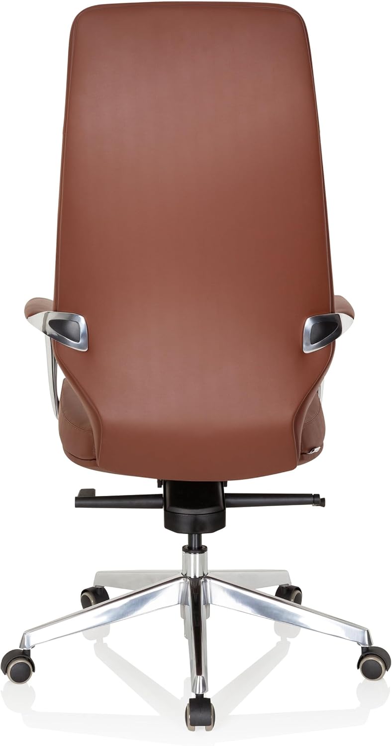 hjh OFFICE 600984 Elegante directiestoel Velvet kunstleer bruin bureaustoel met hoge rugleuning
