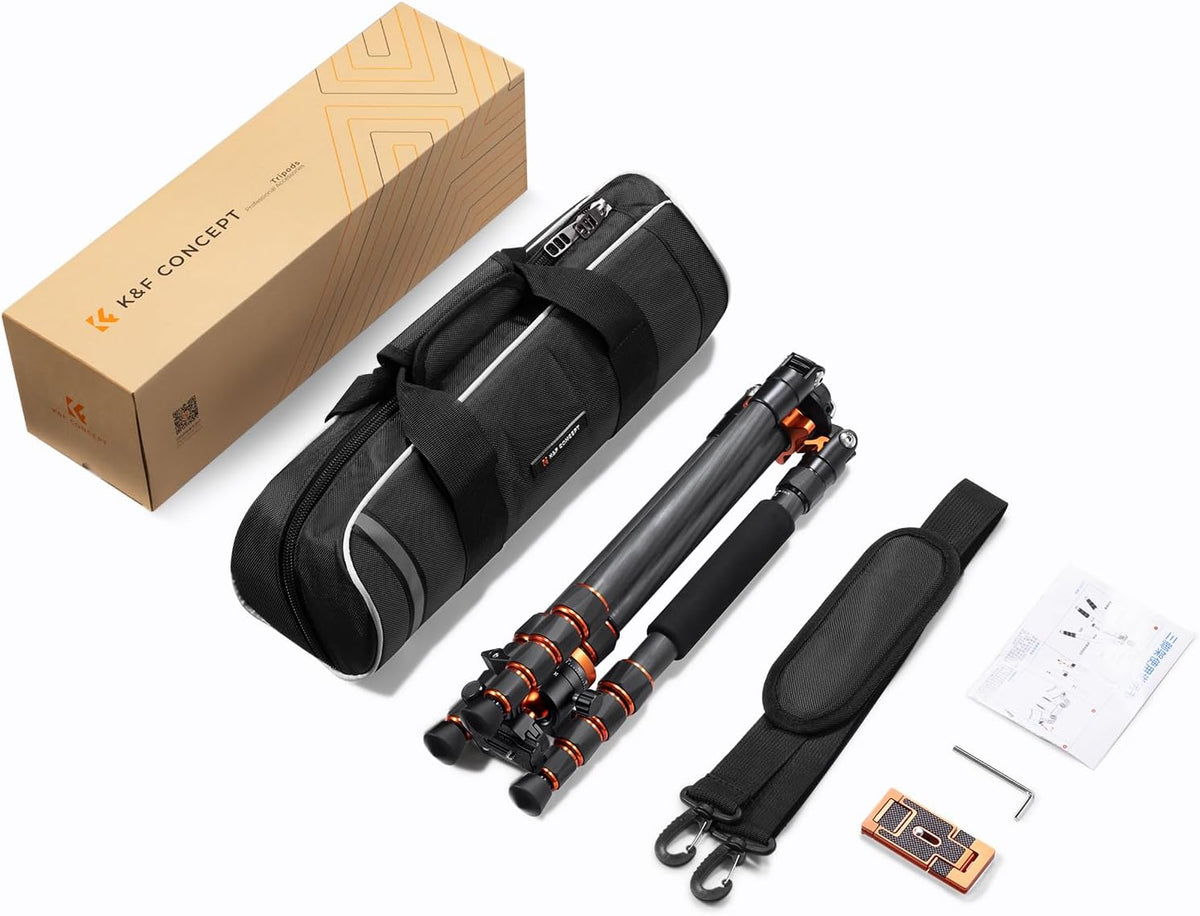 K&F Concept Carbon Monopod Camera Statief 172cm, Professioneel Compact Statief voor DSLR D255C4, met Metalen Kogelkop met Inclusief Draagtas Max:10kg (SA255C1)