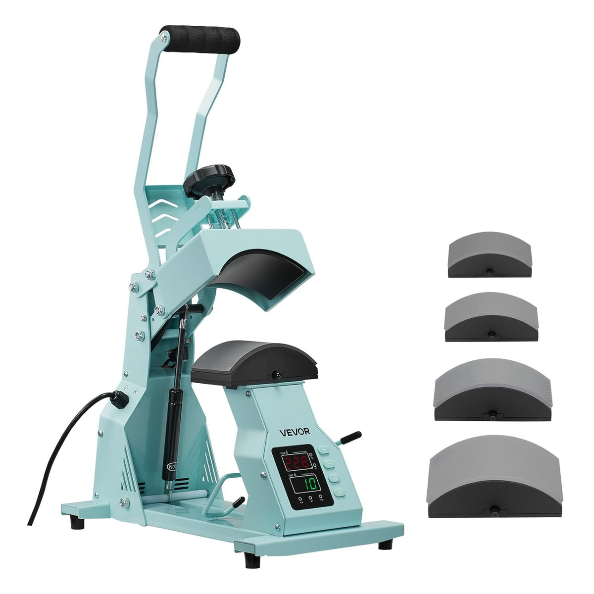 VEVOR Hat Press with 4 Interchangeable Plates (160 x 65/160 x 80/140 x 65/140 x 80 mm), Heat Press with Precise Temperature and Time Control, Hat Press Heat Press for Headbands and Face Masks