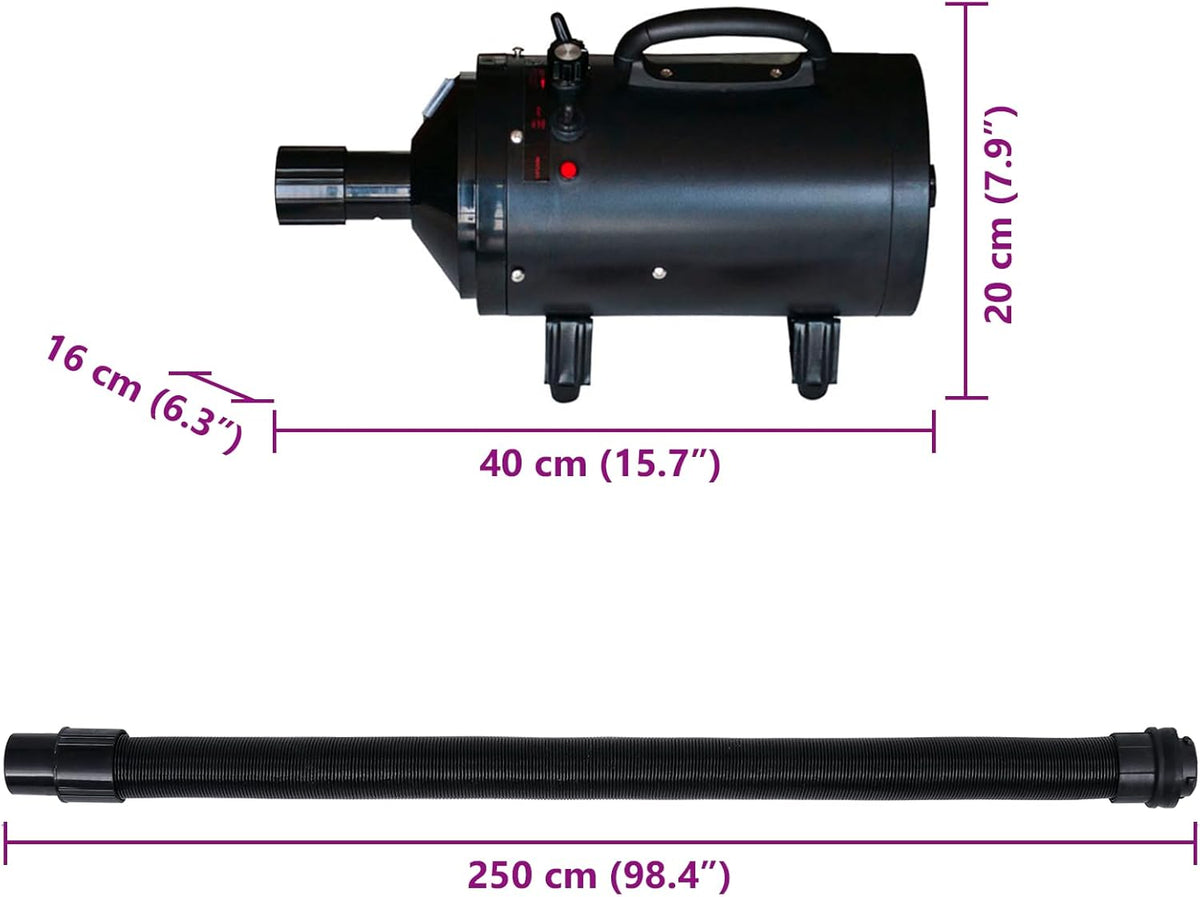 vidaXL Pet Hair Dryer Double Motor Hair Dryer Pet Dryer Black