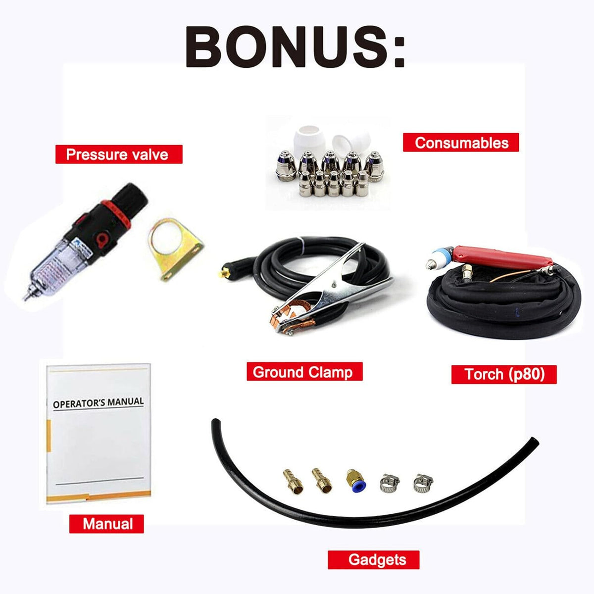 SUSEMSE Plasma Cutter Pilot Ignition, IGBT Inverter High Frequency Plasma Cutter, 65 Amp Pilot Plasma Cutting Machine - THUNDER 65 (230 V, Cutting Current 20-65 A, Cutting Capacity up to 18mm, 4-6 bar