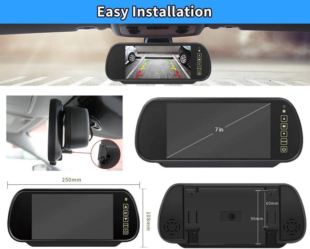 Derde dak Top Mount remlicht camera HD waterdicht remlicht achteruitrijcamera voor Citroën Jumper/FIAT Ducato E-Ducato Maxi L3H2 / WEZEL / VAUXHALL Movano / Boxer (met 7 inch achteruitkijkspiegel)