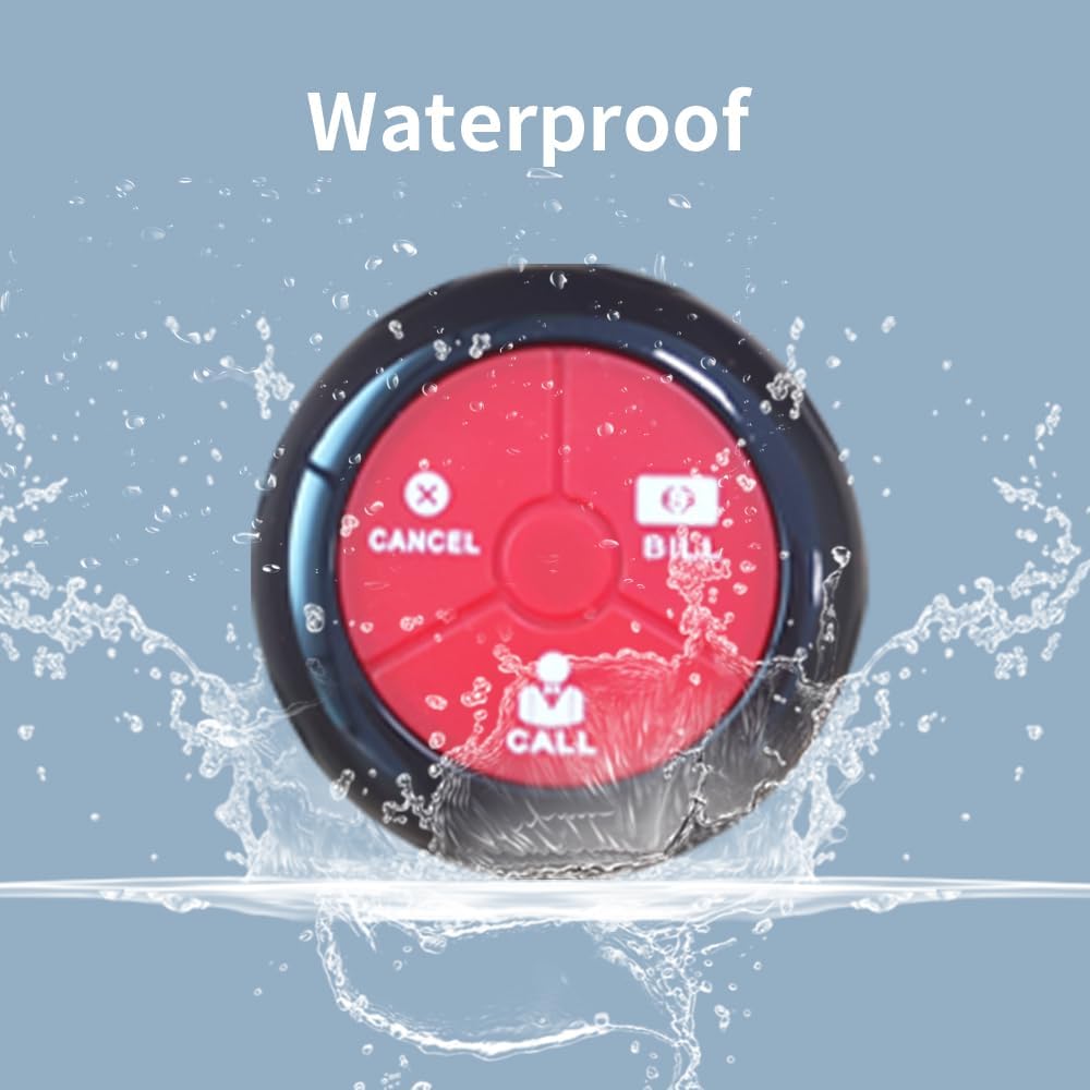 Wireless Calling System Restaurant Pagers Caregiver Pager with 10 Waterproof Call Buttons and 1 Watch Display Receiver Panic Alarm For Elderly Pager Suitable For Restaurant, Cafes, Factory - QUORE