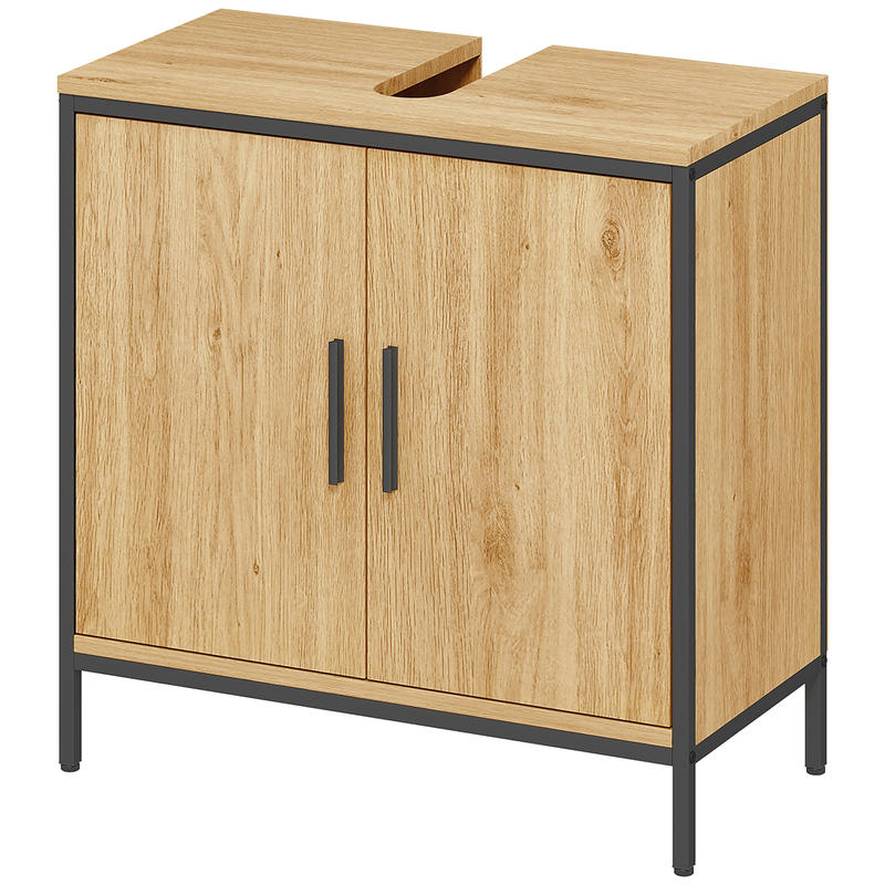 Modern Bathroom Vanity Cabinet with 2 Doors - Freestanding Bathroom Storage Unit, Adjustable Shelf, Space-Saving Bathroom Organizer, No Pedestal Needed, Easy Assembly, for Bathroom or Kitchen - Oak Bathroom Cabinet, Bathroom