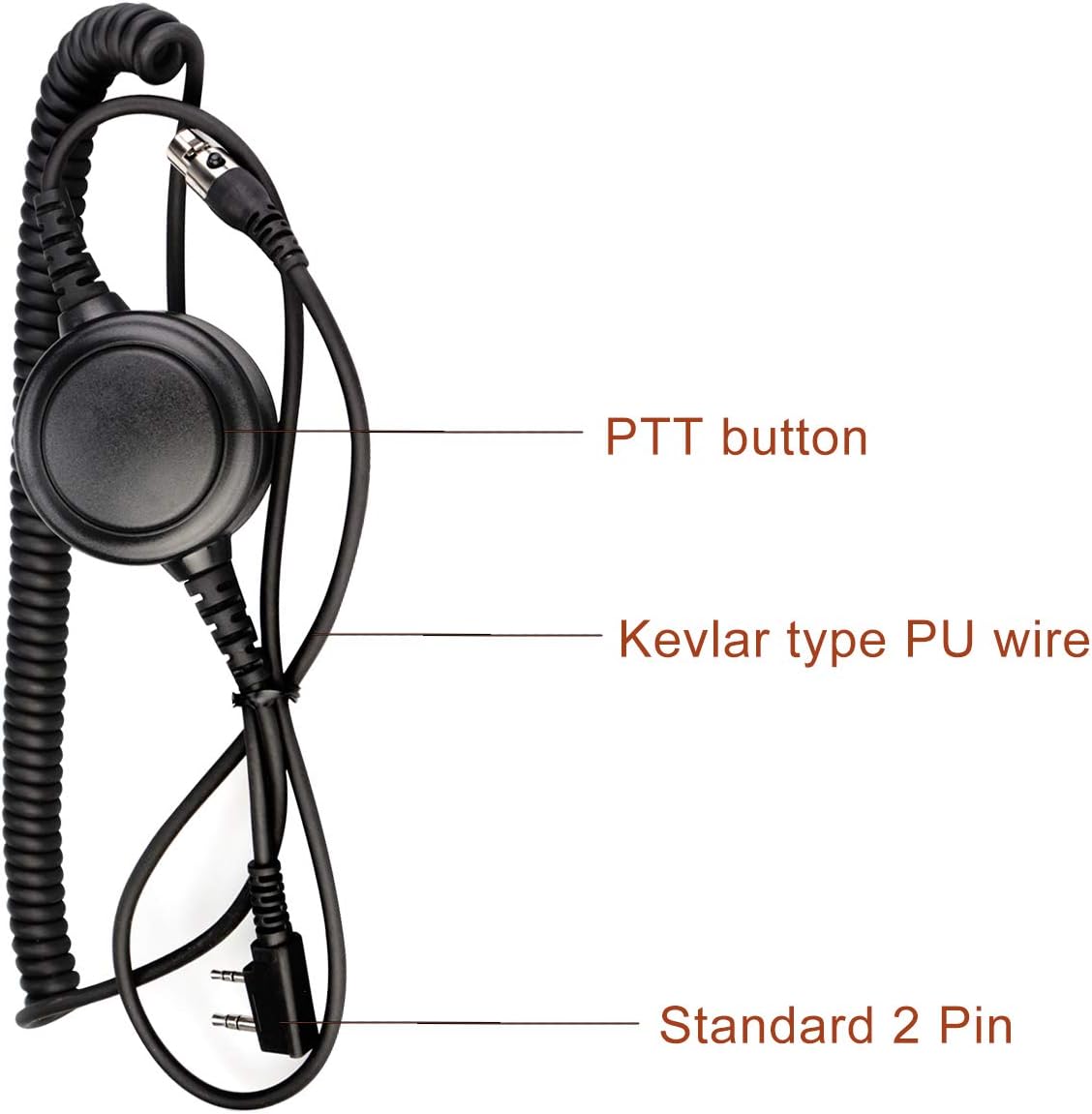 Retevis EH070K portofoon, oortelefoon met PNR-headset, compatibel met RT24 RT27 RT617 RA685 RB629 RT5R RT1 Baofeng UV5R 888S eSynic Kenwood, geschikt voor Aviation Link Line (zwart, 1 stuk)