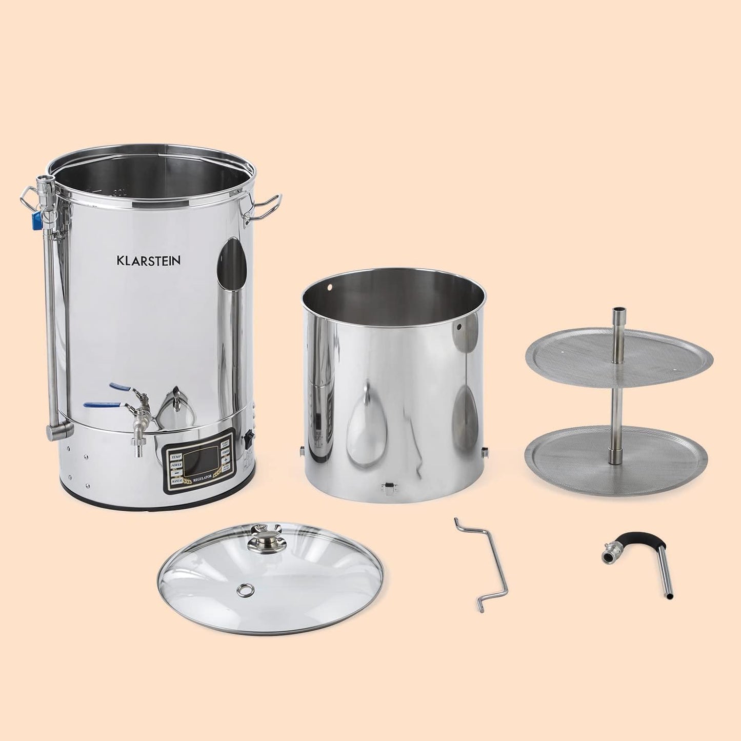 Klarstein Mundschenk - bierbrouwsysteem, puree, 30 L, 2500 W, aanraakscherm, circulatiepomp, roestvrij staal, zilver