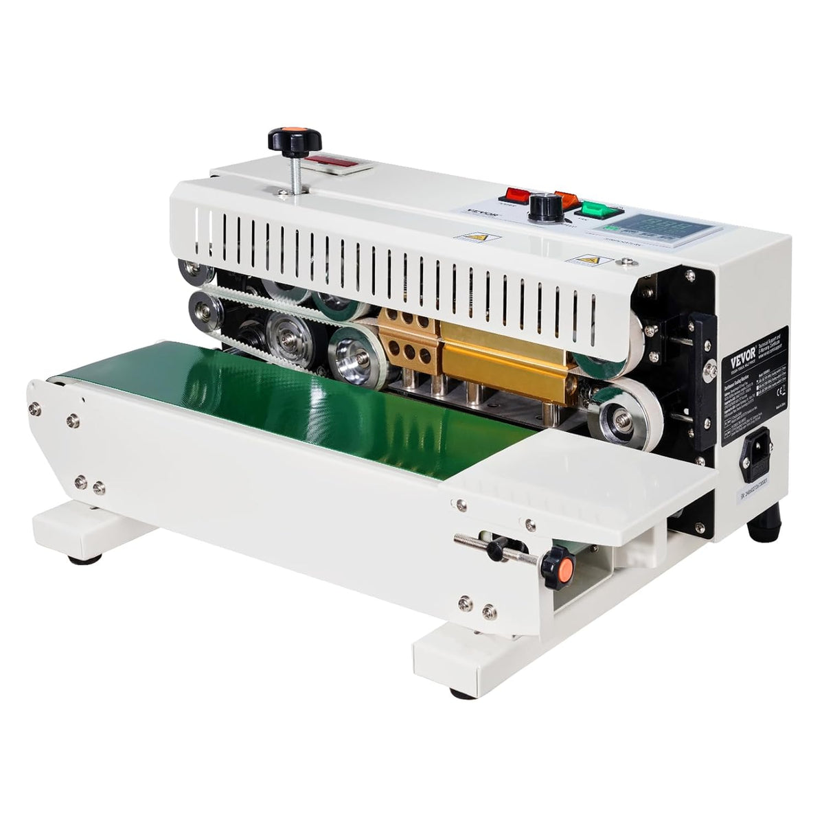 VEVOR Horizontale continue bandverzegelingsmachine voor zakken, lasbreedte 6-12 mm, digitale temperatuurcontrole, telfunctie, folielasapparaat voor plastic zakken 0,02-0,8 mm