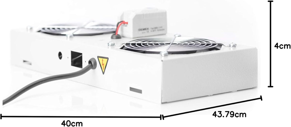 DIGITUS DN-19 FAN-2-WM-T Dakventilatorunit voor wandbehuizing, 276 m³/u, vrij luchtbelende volumestroom, 2 x ventilator, thermostaat, grijs