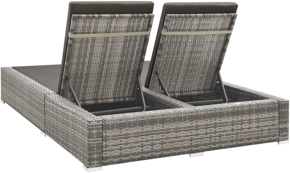 vidaXL Lounger double poly rattan grey - QUORE