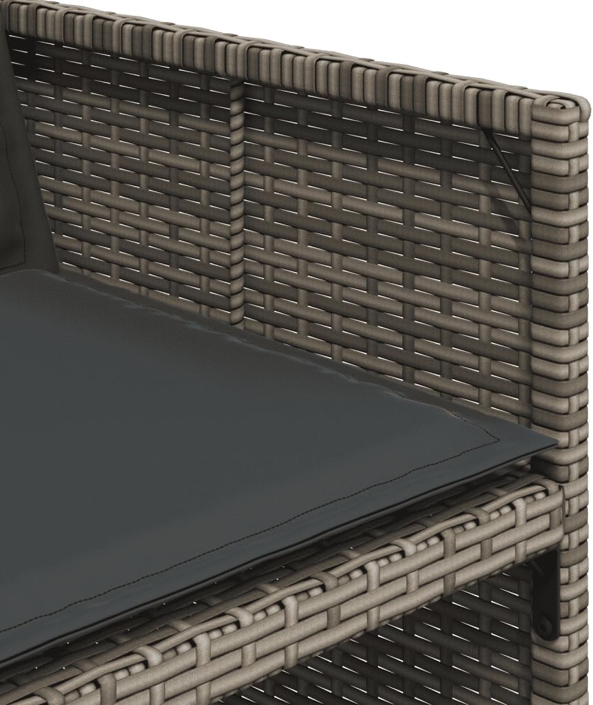 vidaXL 9-Piece Garden Set with Cushions Poly Rattan Grey, Lounge Set, Garden Bench, Lounge Set, Garden, Garden Table, Lounge Sofa, Lounge Sofa Garden, Lounge Set Outdoor - QUORE