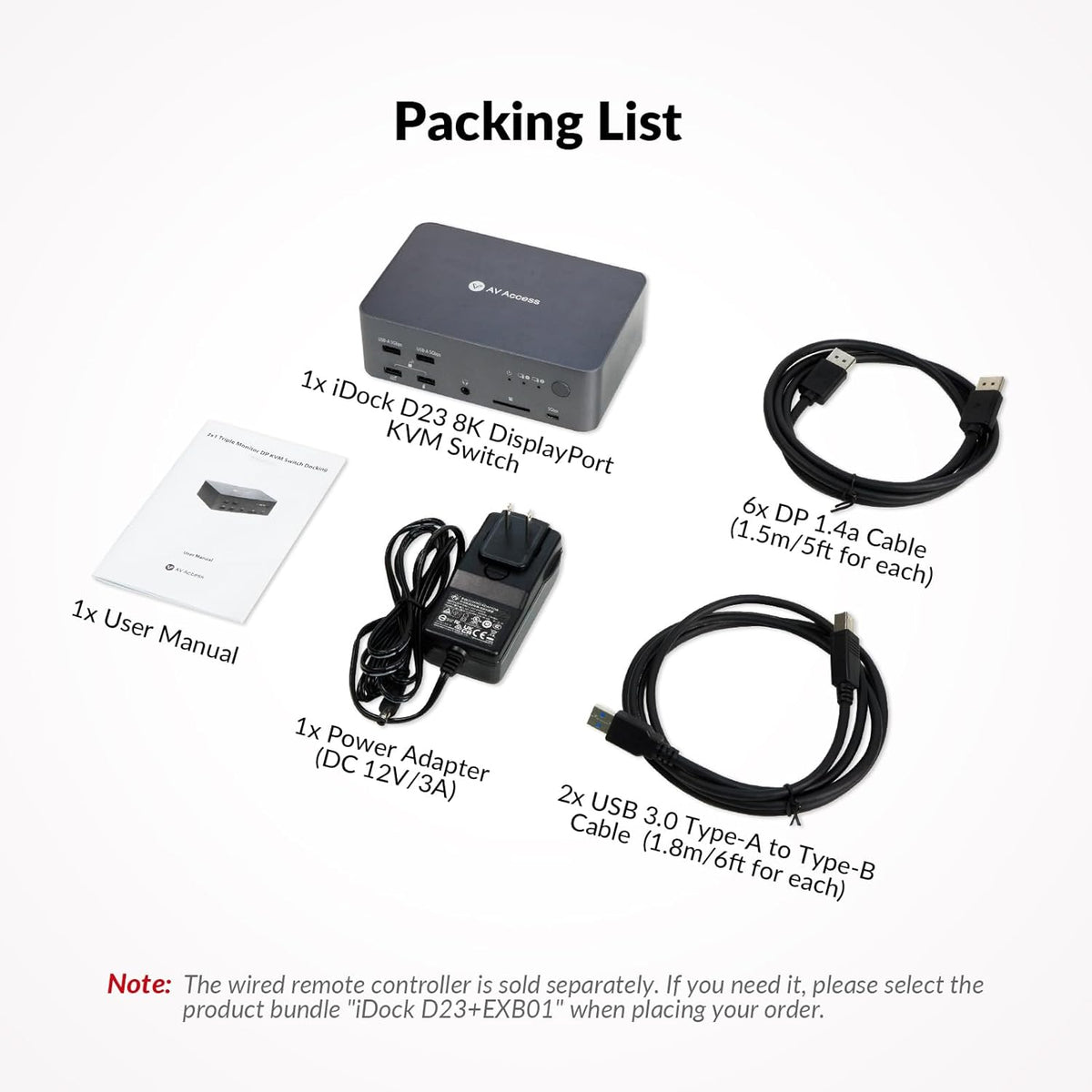 AV Access iDock D23 8K KVM Switch Docking Station for 2 Computers PCs & 3 Monitors, DisplayPort 2.0, 1G Ethernet, USB 3.0, HDCP 2.3, 4K@165/144Hz, 2K@144Hz for Gaming & Home Office