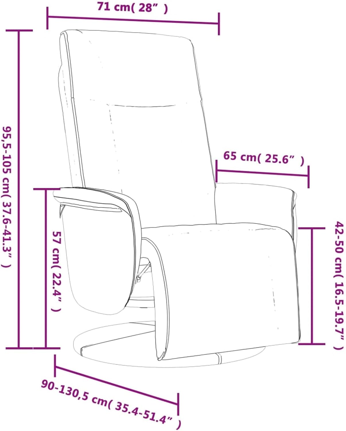 Comfortable recliner chair with reclining function, faux leather, white, max. 110 kg - White Comfort Relax Recliner Chair with Function, Faux Leather, up to 110 kg Model356510