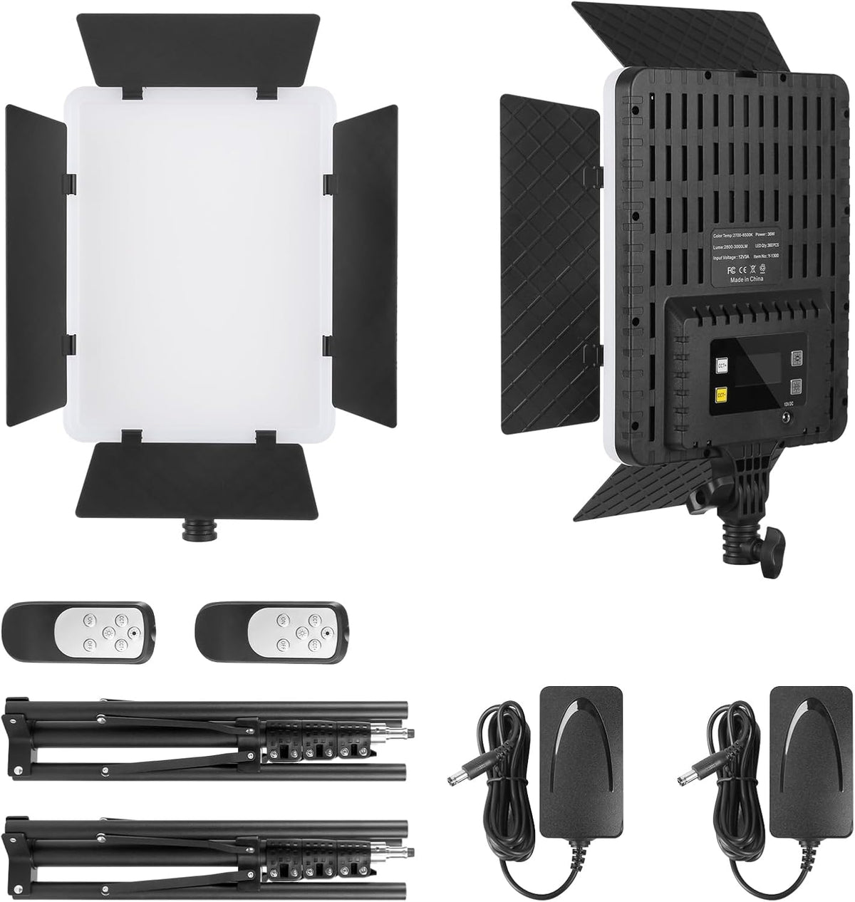 2-Pack LED Videolicht Set – Videolamp – Studiolamp – Fotolamp – Paneellamp – Bi-Color 2700K tot 6500K – Dimbaar van 10% tot 100%