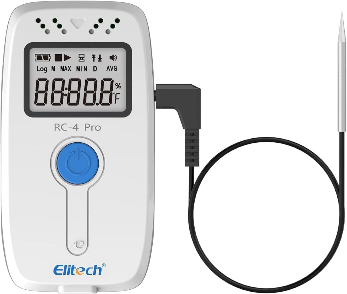Elitech 5PCS USB Temperatuur Recorder, Data Logger voor Medische Koelkast, Vaccins Opslag, Koude Chain Monitoring 64.000 Gegevens, Export Auto PDF/CSV, RC-4 Pro