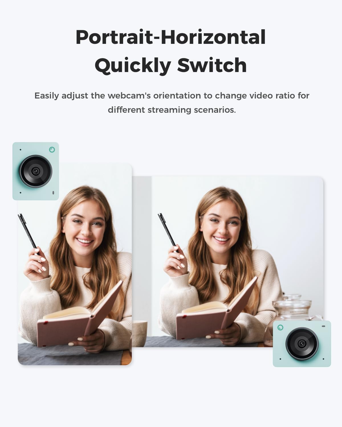 OBSBOT Meet 2-4K Webcam for PC with 1/2" Sensor, AI Framing & Autofocus, Beauty Mode, Lightweight, HDR, Webcam with Microphone, 60 FPS, Web cam for Streaming, Meeting, Gaming, etc. (Aurora Green)