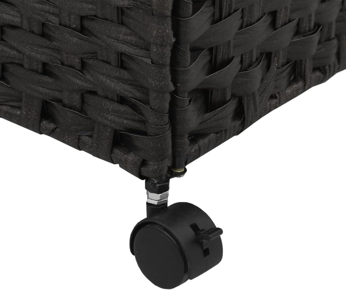 Gecheer Laundry Basket with Wheels, Black, 60 x 35 x 60.5 cm, Rattan, Laundry Basket, Laundry Basket, Laundry Basket for Baby Clothing, Bed Linen Shoes, 372042 - QUORE
