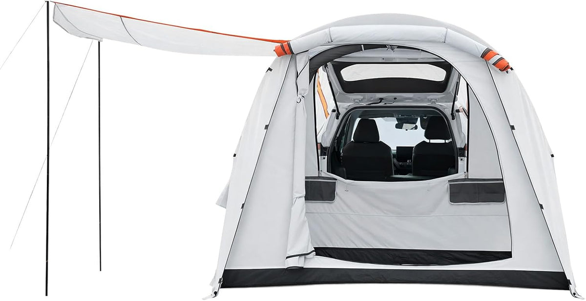 VEVOR Opblaasbare achterkleptent, autotent (2042+1020) x 2438 x 2020 mm, waterdicht (PU2000 mm), campingtent met geventileerde deuren en muggennetten, UV-achtertent voor kamperen, wandelen, incl