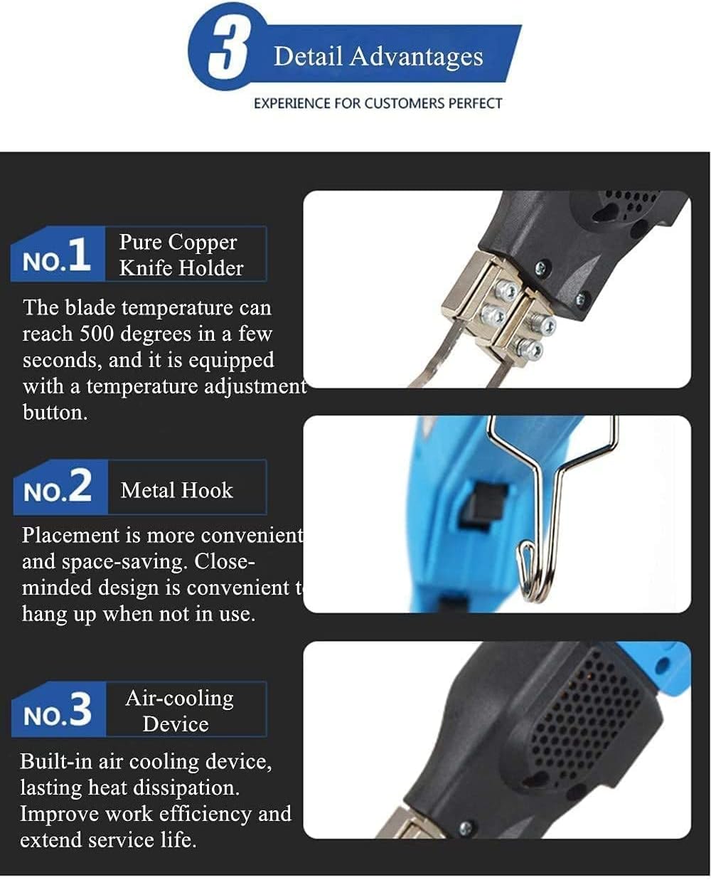 Elektrische schuimsnijder kit – Piepschuimsnijder – Hot Knife – Schuimmes – Snijmes – Luchtgekoeld – 16 Temperatuurstanden Tot 500°C