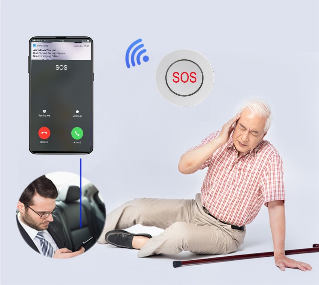 TECPEAK Draadloos huisalarmsysteem, wifi/GSM/4G met sirene-beveiliging, biedt een zeer efficiënte modus ter bescherming van je huis en kantoor (S1-W)