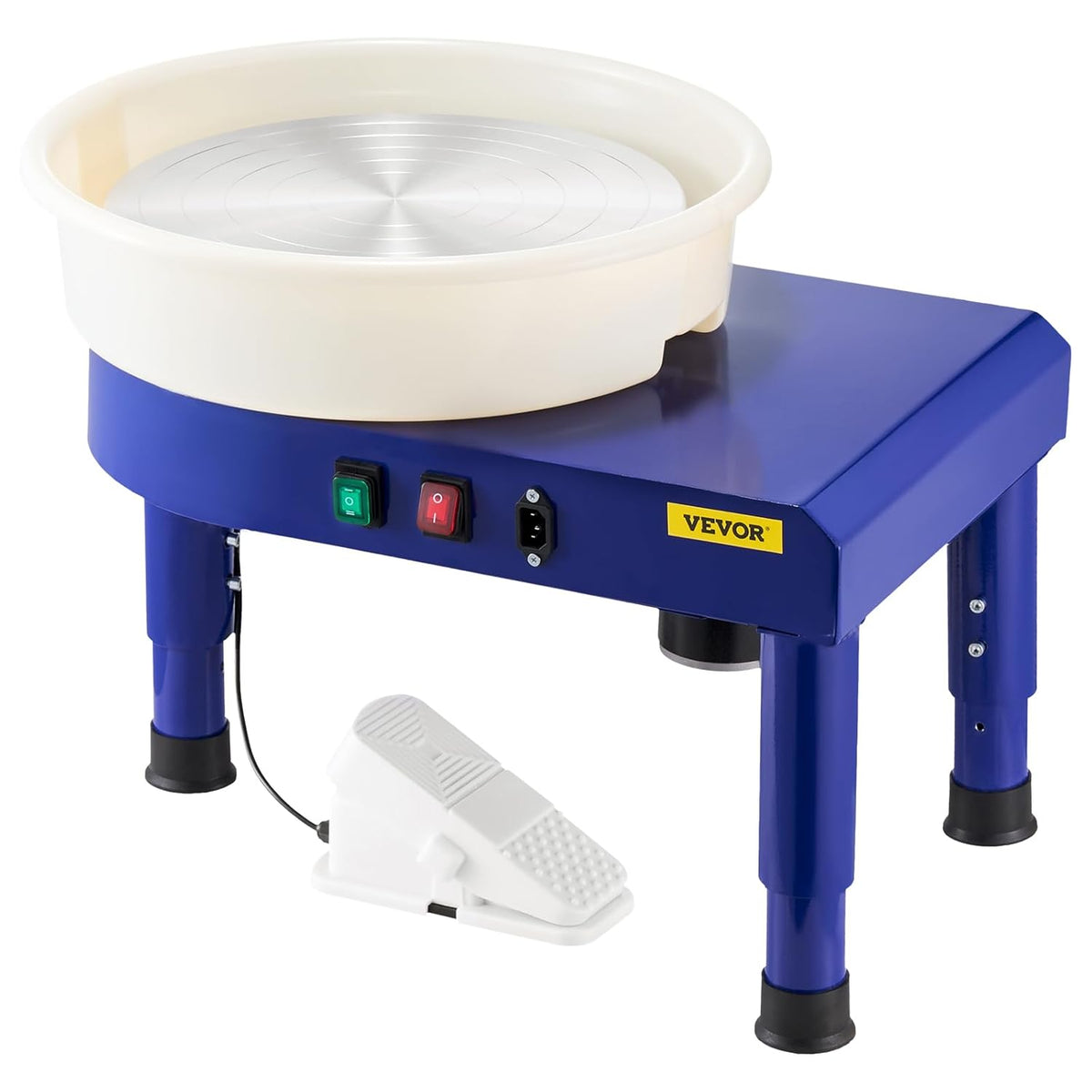 VEVOR Aardewerkwiel, 14 inch keramische wielvormmachine, 60-300 tpm, snelheid verstelbaar voetpedaal, verstelbare liftpoot, afneembaar bassin, complete gereedschapsaccessoireset voor werk, kunst