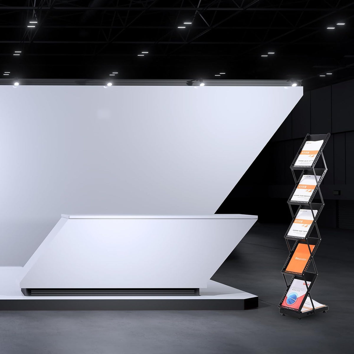 Opvouwbaar Magazine Displayrek – Tijdschriftenrek – Brochurestandaard – Catalogusrek – Literatuurrek – 5 Lagen – Met Wielen