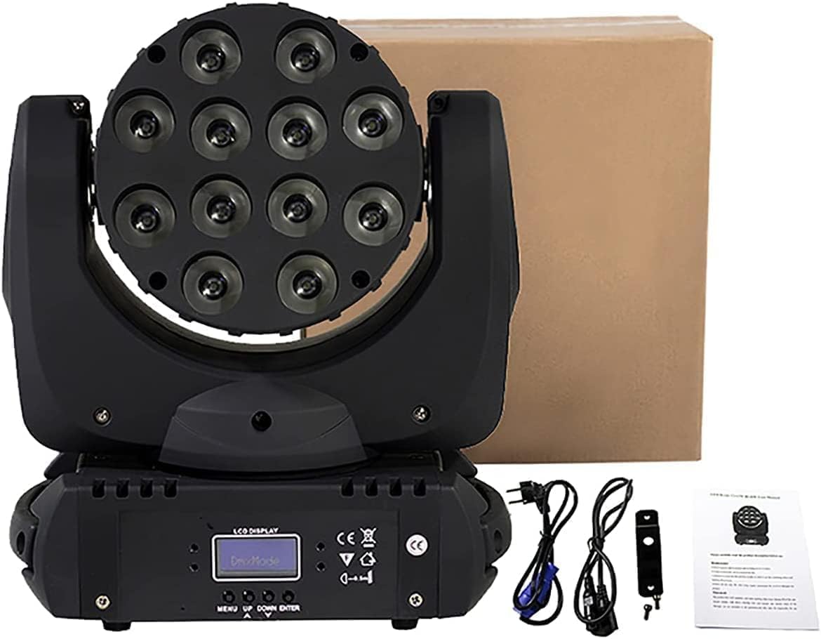 SHEHDS Bewegende Hoofd Lichtstraal Wassen LED 12x12W RGBW 4in1 DJ Lichten Verlichting Professionele 9/16 Kanalen DMX512 Geluid Geactiveerd Strobe Effect Podium Lichten voor Kerst Evenementen