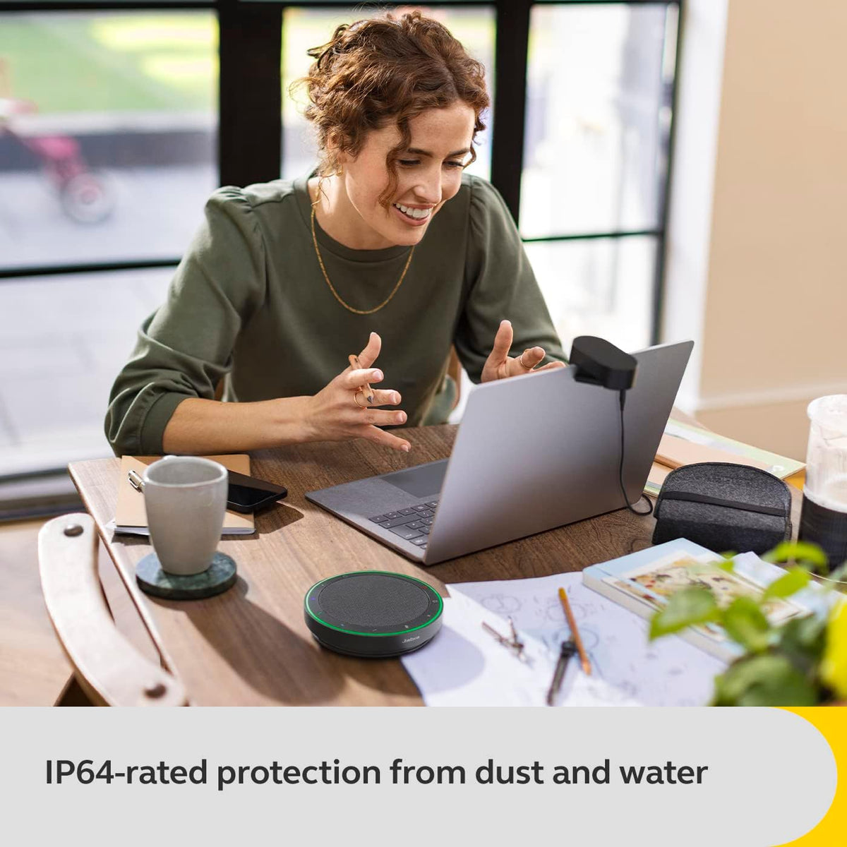 Jabra Speak2 75 Draadloze Bluetooth-luidsprekertelefoon - Draagbare luidspreker met 4 ruisonderdrukkende microfoons, 65 mm full-range luidsprekers en USB-A Bluetooth-adapter - gecertificeerde