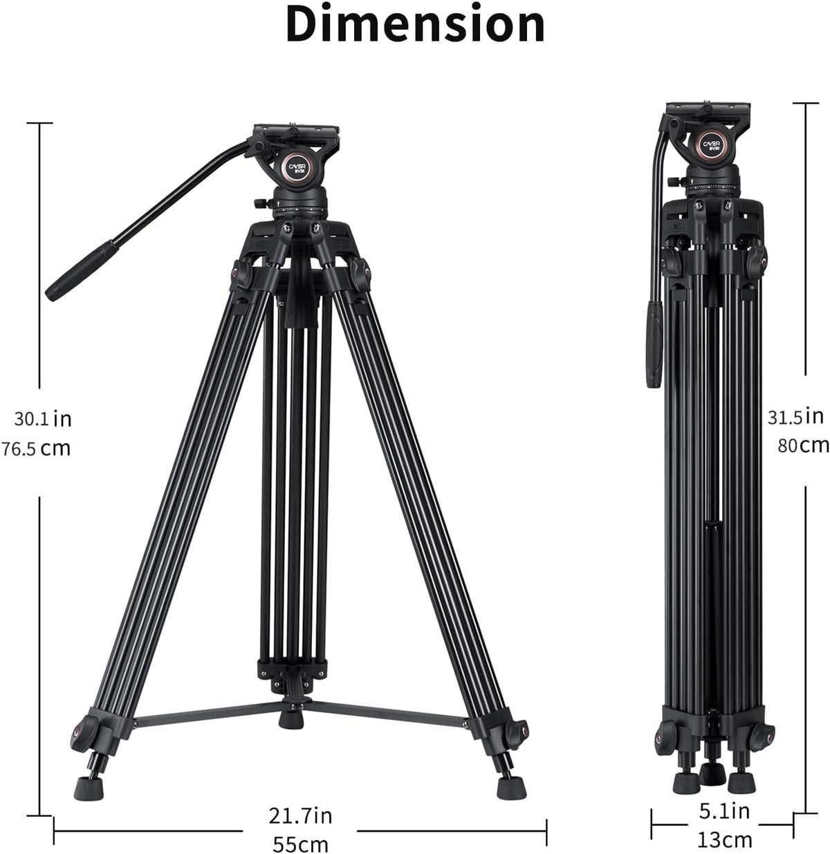 Videostatief – Camerastatief – Filmstatief – DSLR Statief – 162,5 cm Aluminium – 360° Vloeistofkop en Mid-Level Spreader