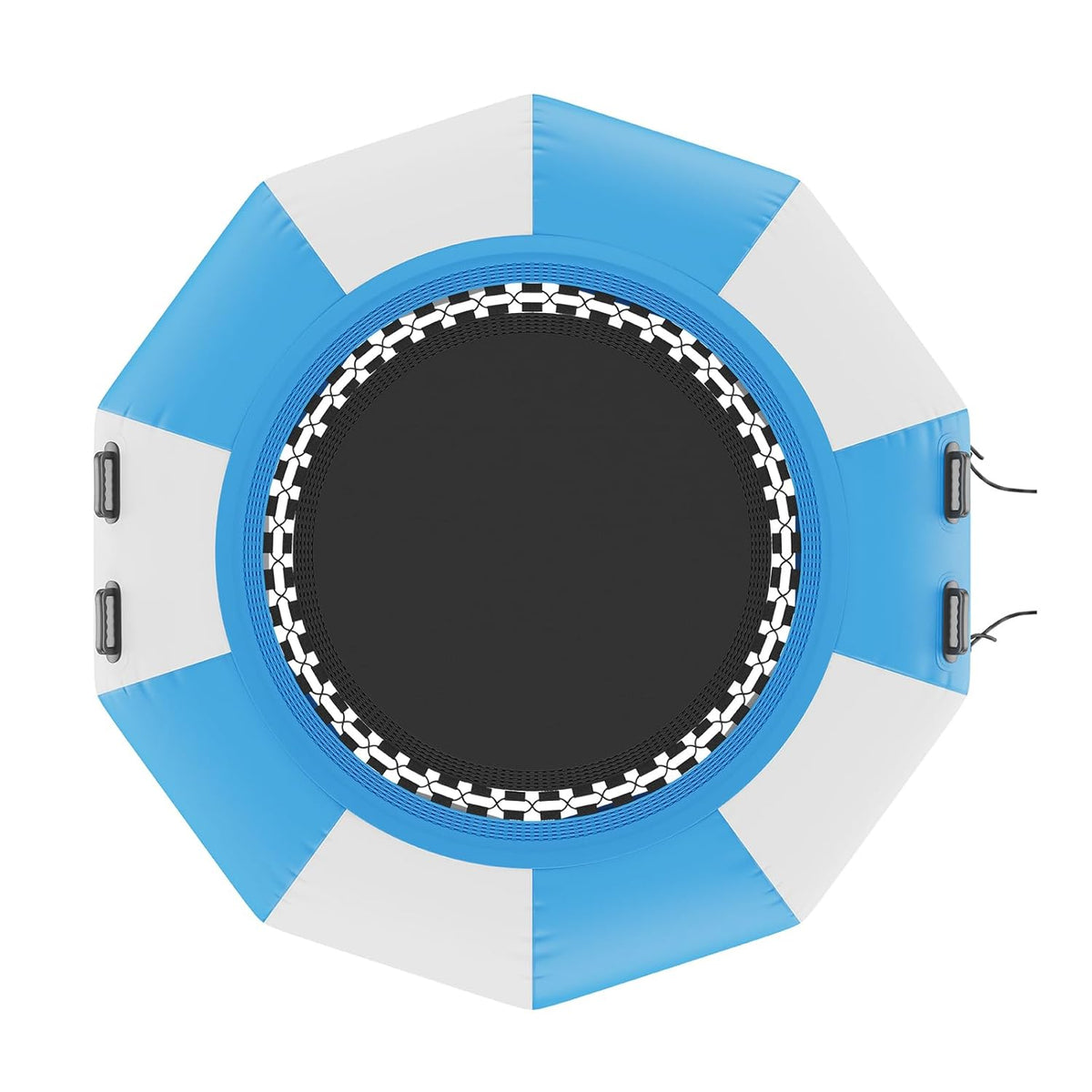 VEVOR Opblaasbare watertrampoline, opblaasbare watertrampoline, 200 x 50 cm, draagbaar zwemplatform met ladder en elektrische luchtpomp, voor kinderen, zwembad, blauw en wit