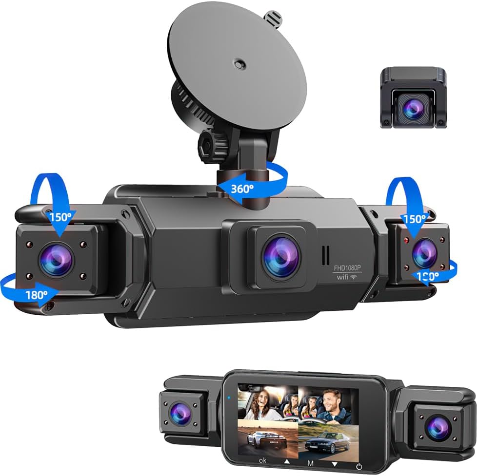 4-Kanaals Dashcam – Autocamera – Autorecorder – Voertuigcamera – Multi-Kanaals Dashcamera – 360° Dekking – 24-Uurs Parkeerbewaking