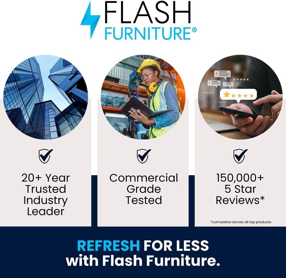 Flash Furniture Jeffrey Tafel voor binnen en buiten, 76,2 cm, rond, metaal, zwart