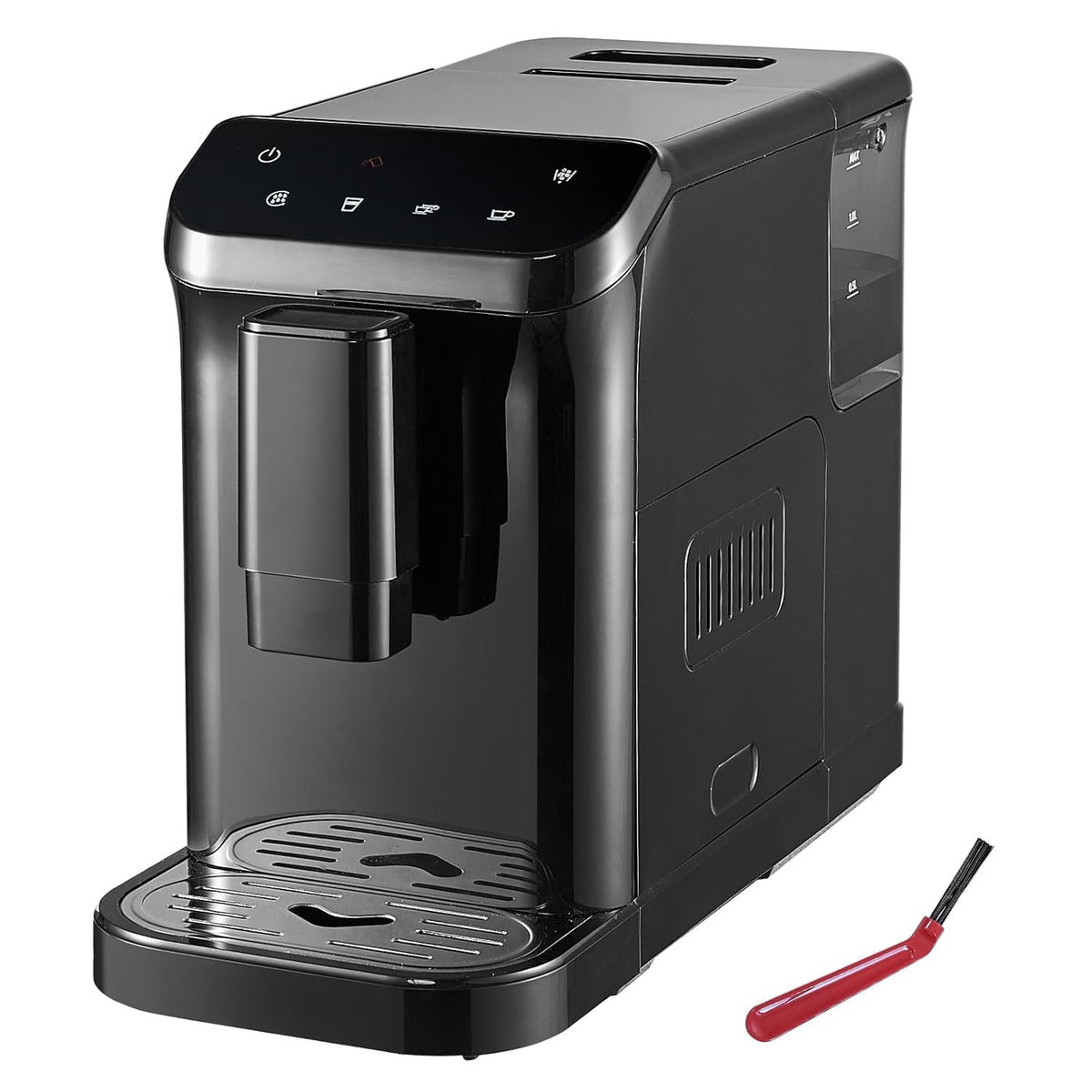 VEVOR Automatische espressomachine, professionele espressomachine 15 bar met geïntegreerde molen, 15 maalstanden, met 1,5 l waterreservoir en 180 g bonentrechter, voor kantoor