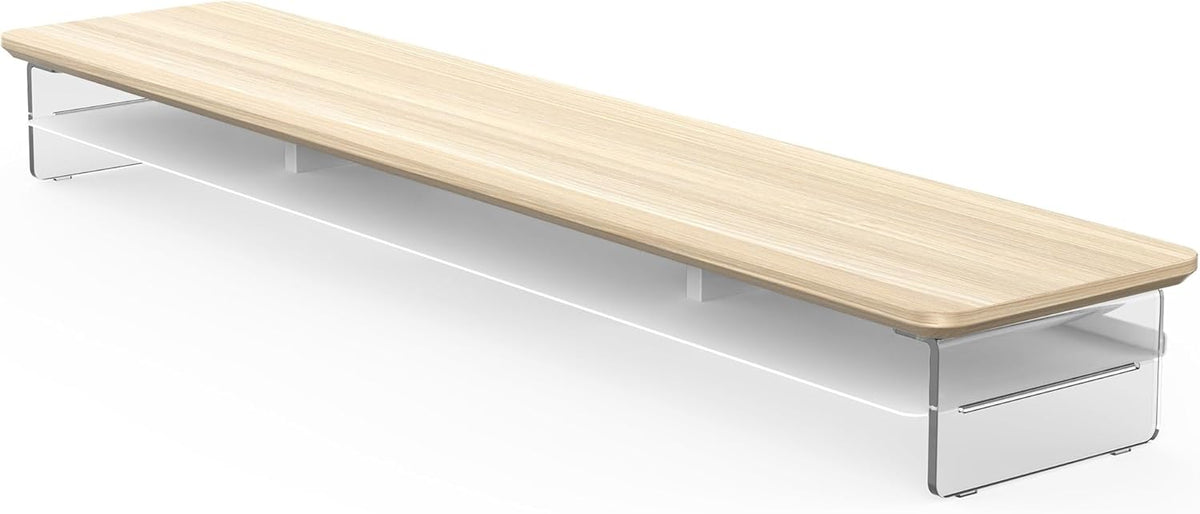 Fenge Monitorstandaard Acrilico, Verhoging voor Monitoren met Ruime Opbergruimte, Universele Monitorstand voor PC, Laptop en TV, Thuis en Kantoor (Eik, 108cm)