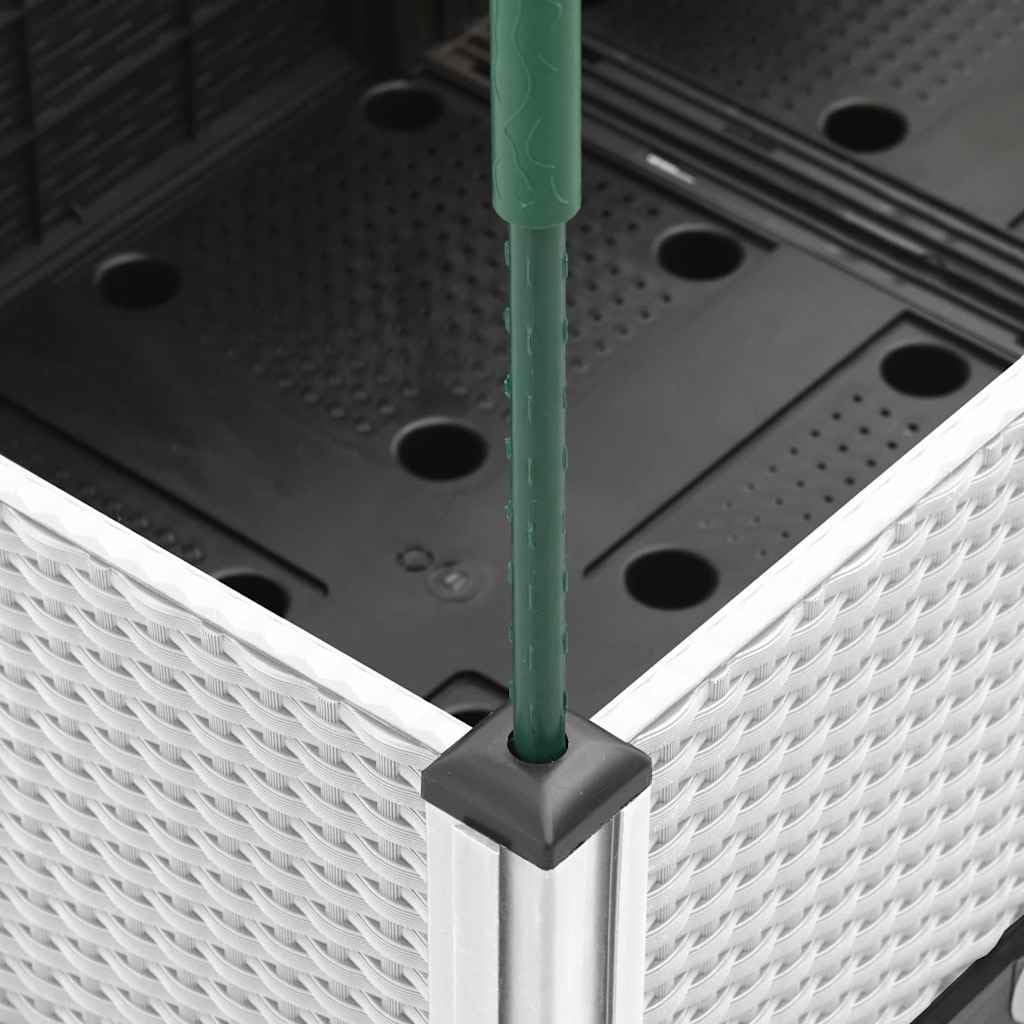 Flower Box for Garden with Integrated Polypropylene Trellis Raised Design and Rattan Look White 200 x 160 x 142.5 cm, Ideal for Climbing Plants, Vegetables - QUORE