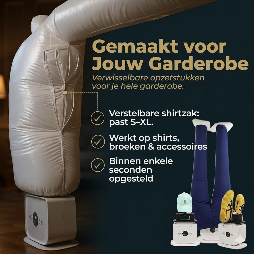 Overhemd strijkmachine automatisch β Strijken zonder strijkijzer β Kleding klaar in 10β15 min β Voor overhemden en broeken β Compact apparaat met hete lucht