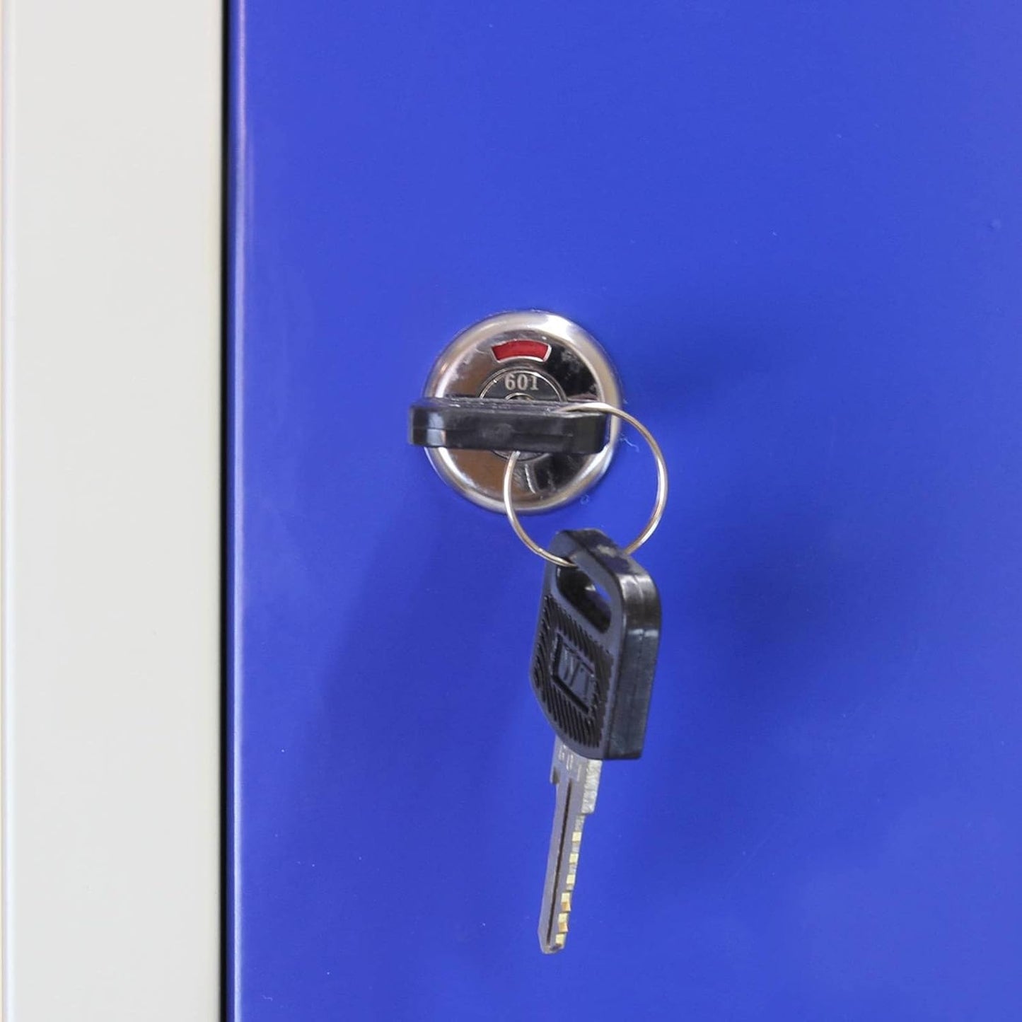Monster Shop 3 x Blue 2 Door Metal Storage Lockers, Red & Grey Steel Lockable Unit, Staff Gym School Locker Room - QUORE