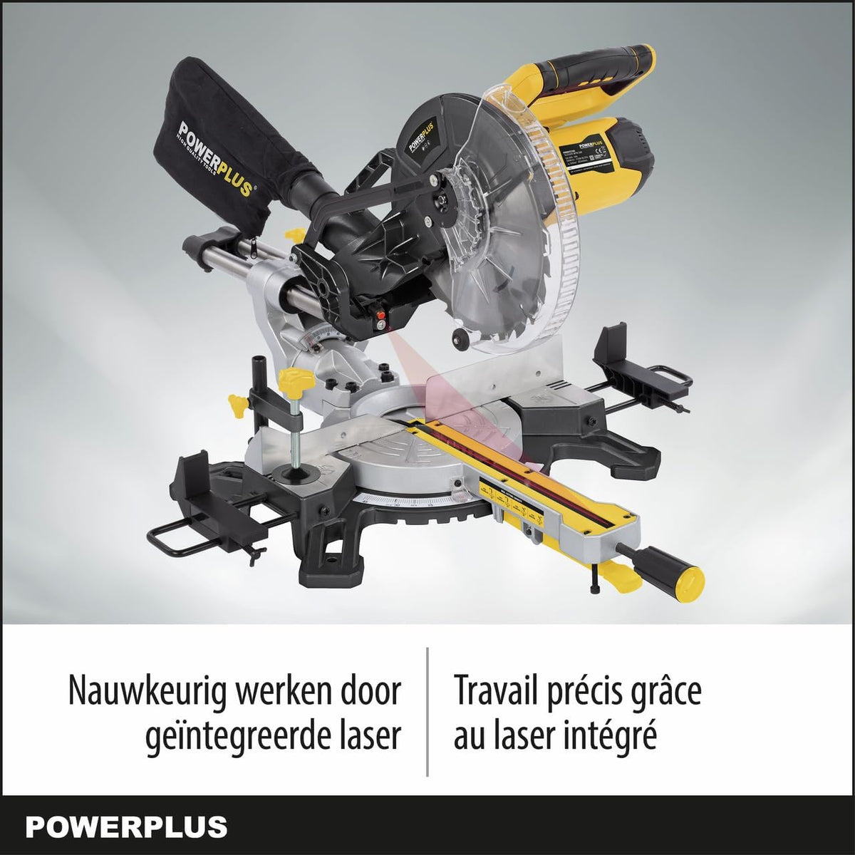 Powerplus electric mitre saw POWX075730S - 2100W telescopic saw, Ø254mm - straight & mitre - laser - with 1 acc.