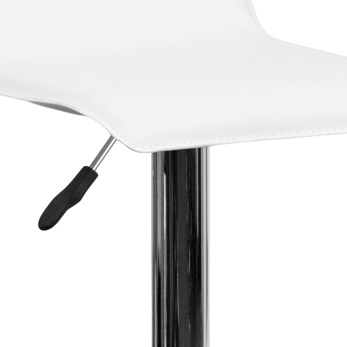 Flash Furniture Athene 2 Pack Hedendaagse Witte Vinyl Verstelbare Hoogte Barkruk met Solid Wave Seat en Chrome Base