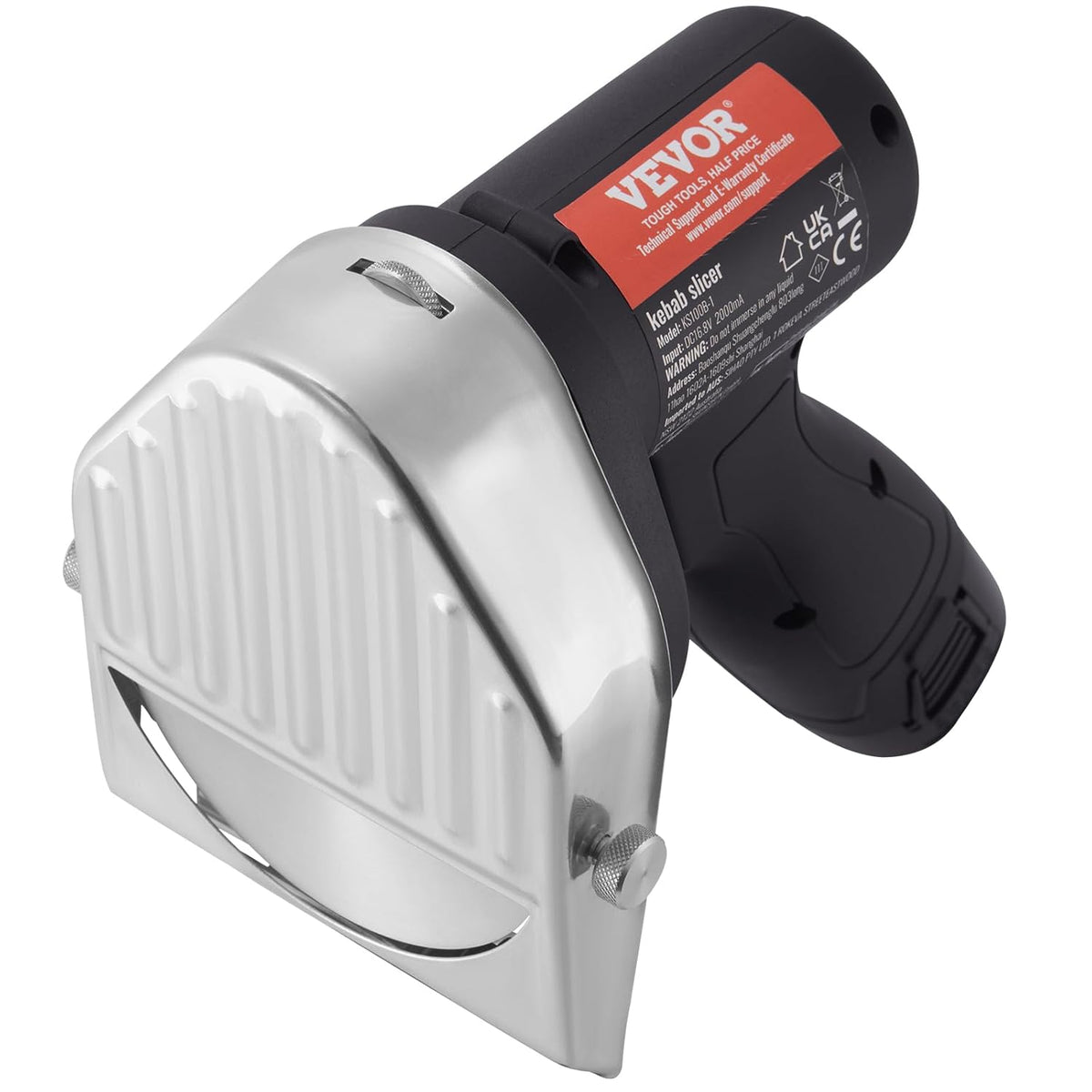 Elektrisch Kebabmes – Dönermes – Shoarmames – Gyrosmes – Vleessnijder – Draadloos – 80W Vermogen – RVS Messen 100mm – Instelbare Snijdikte 0-8mm