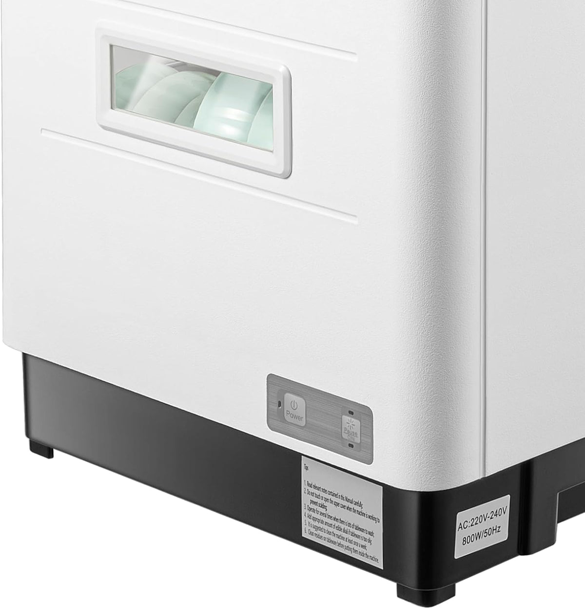 Tafelvaatwasser, 12 liter, kleine vaatwasser, mini-vaatwasser, 800 W, wit, vaatwasser met slang, compacte vrijstaande vaatwasser voor huiskeukens, woningen, slaapzalen