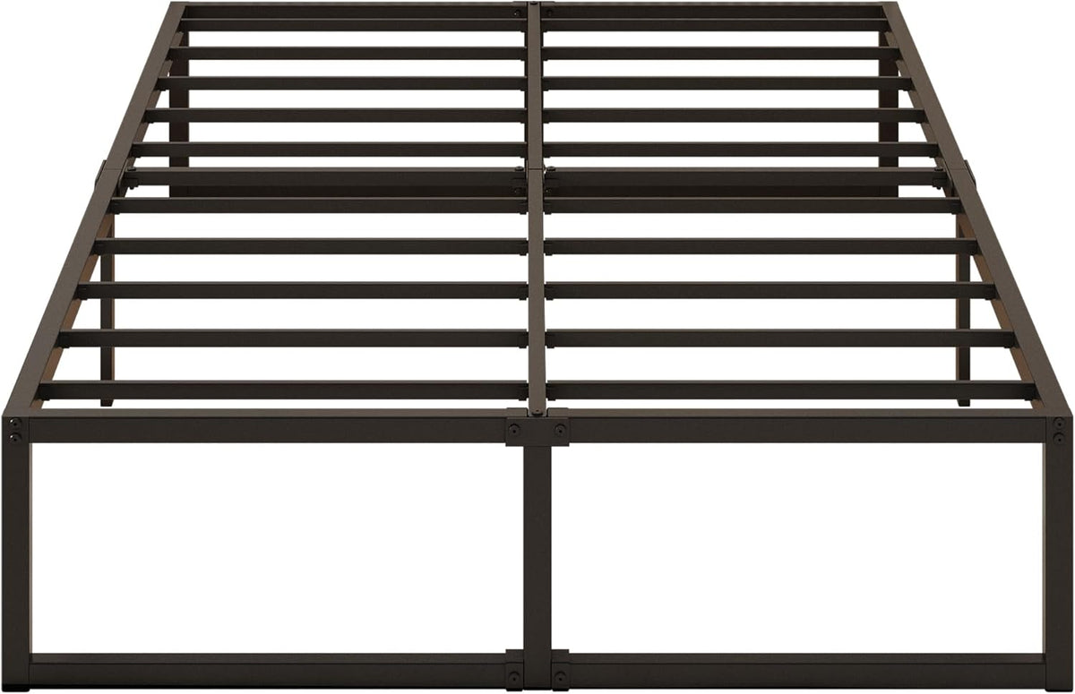 Yicensen Metalen bed, 180 x 200 cm met lattenbodem, metaal, 41 cm hoog, bedframe, tweepersoonsbed, stabiele eenvoudige montage, zwart