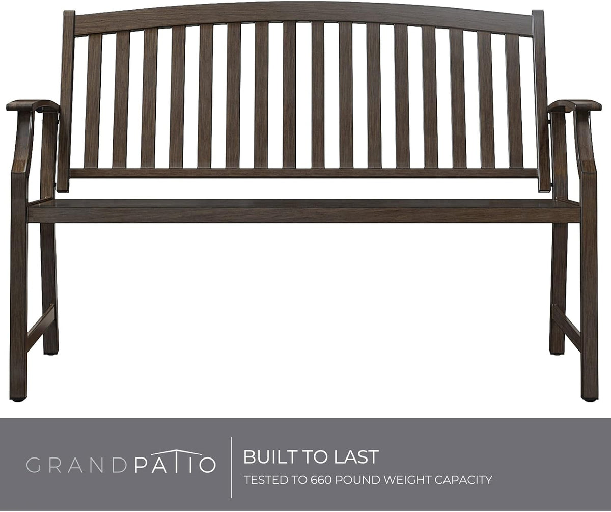 Grand patio Buitenbank, tuinbank met roestwerend aluminium stalen metalen frame, kleur naar keuze, geschikt voor binnen, buiten, terras, park (donkerbruin)