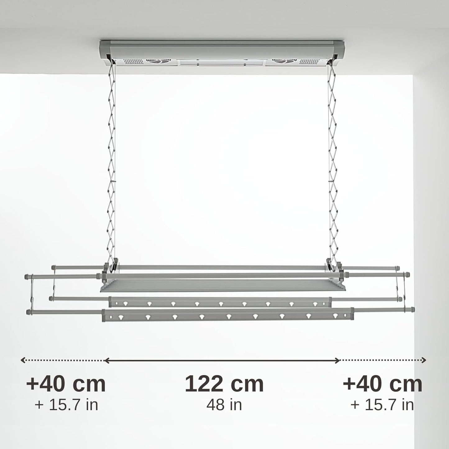 Elektrisch droogrek – Plafonddroogrek – Muurdroogrek – Wasrek – Uitschuifbaar droogrek – Draagvermogen 35 kg – Afstandsbediening met LED-verlichting