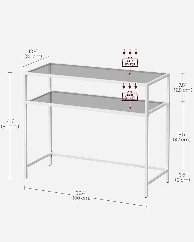 Bijzettafel - Haltafel - Woonkamer - Smalle console - Woonkamer - 100 cm x 35 cm x 80 cm - Ivoor - QUORE