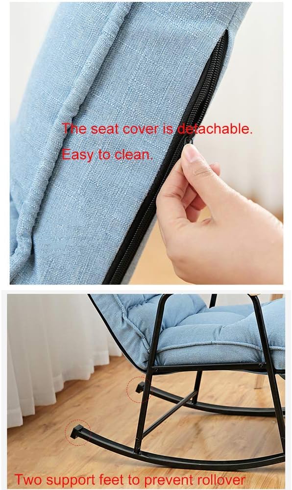 Relaxfauteuil – Fauteuil – Relaxstoel – Schommelstoel – Leunstoel – Ergonomisch Ontwerp – Ademend Katoen-Linnen Bekleding