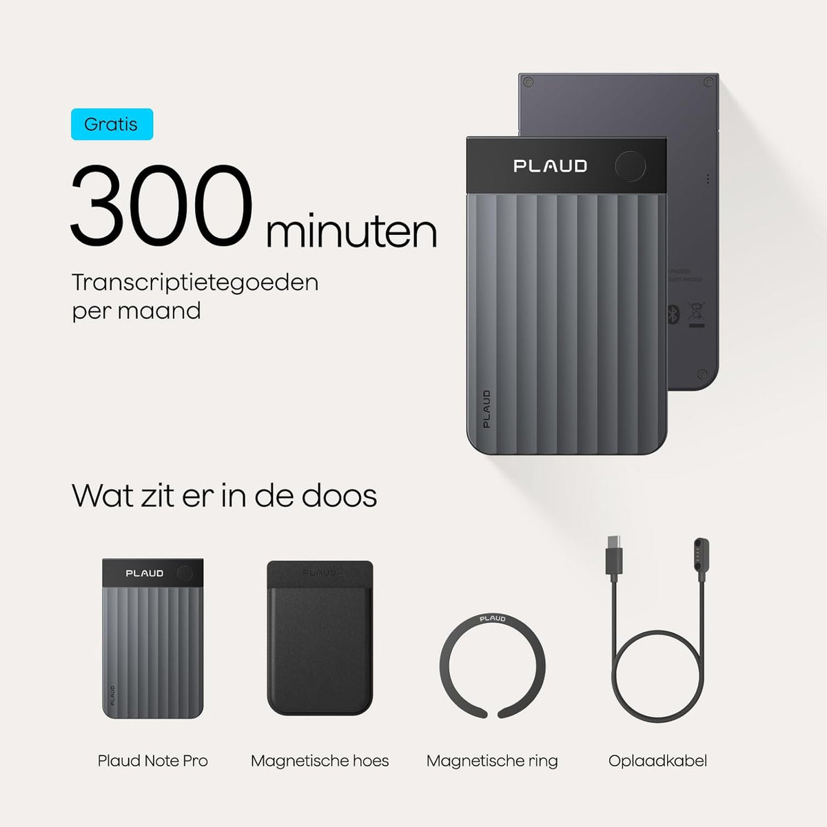 Digitale AI Spraakrecorder – Dictafoon – Audiorecorder – Voice Recorder – Geluidsrecorder – Met Magnetische Hoes – AI-Transcriptie In 112 Talen – Tot 50 Uur Opname