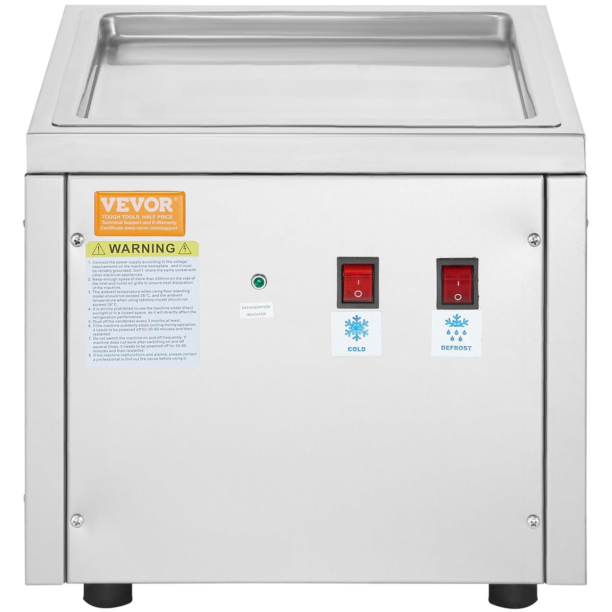 VEVOR Machine for fried ice cream rolls, 28 x 24 x 2 cm, pan for frying ice cream, ice cream maker with compressor and 2 scrapers, for making ice cream, frozen yogurt and ice cream rolls