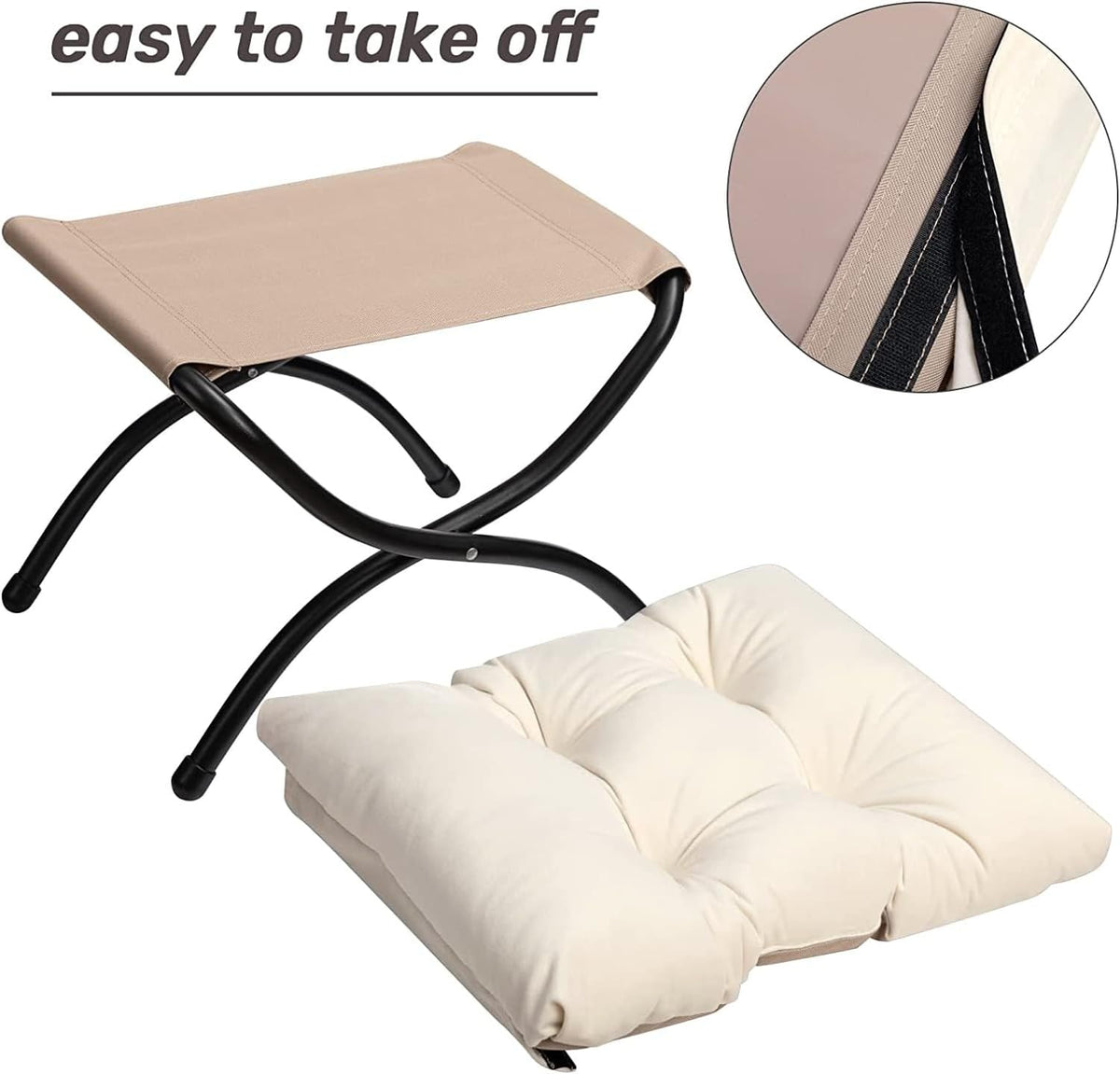 HollyHOME Relax Fauteuil met Voetenbank Woonkamer Stoel Slaapkamer Stoel Lounge Stoel met Armleuningen Leesstoel Accentstoel met Stalen Frame, Beige